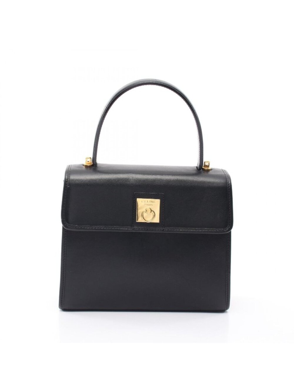 Celine Handbag Gancini Black Leather 2-Way